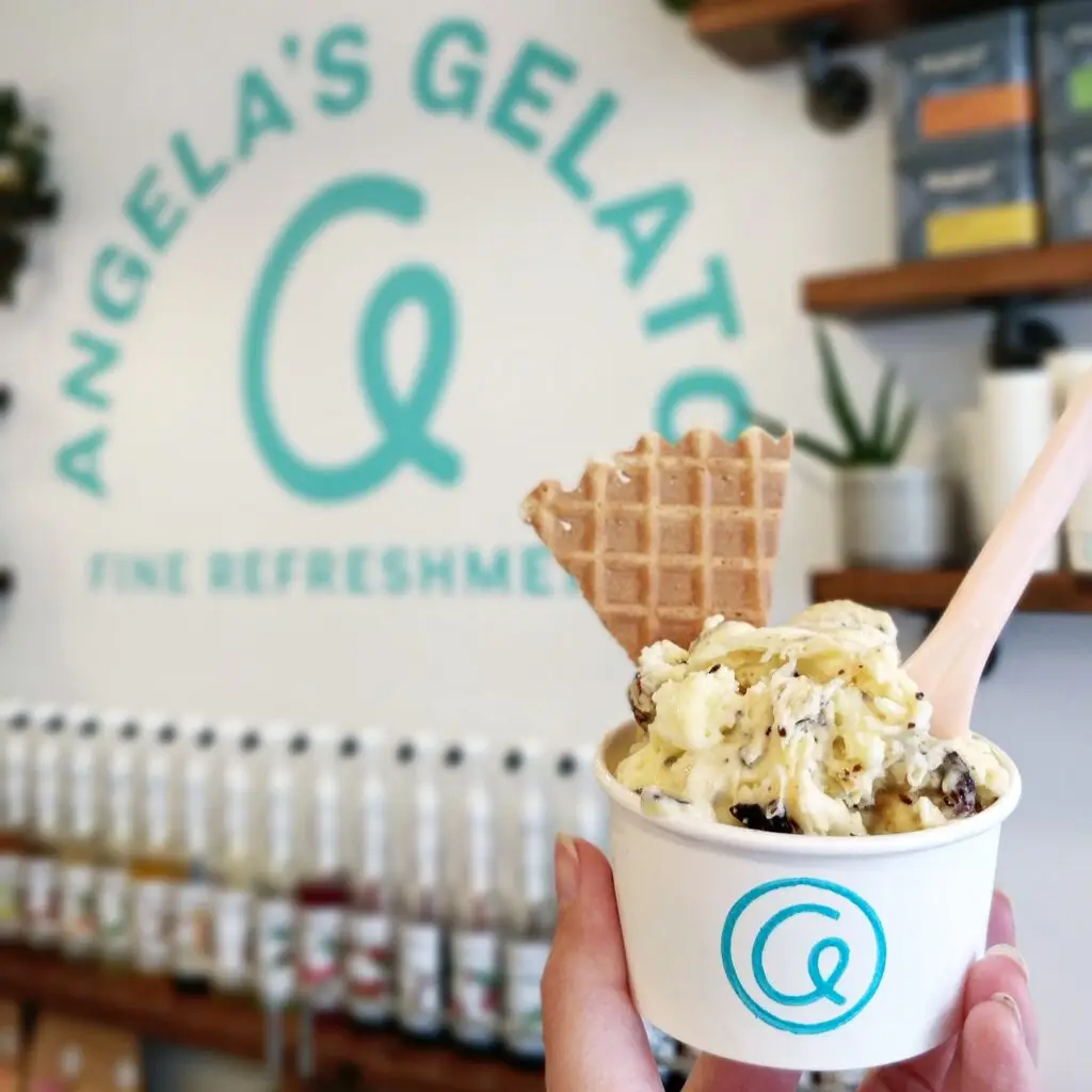 Cup of Angela's Gelato with Waffle Chip