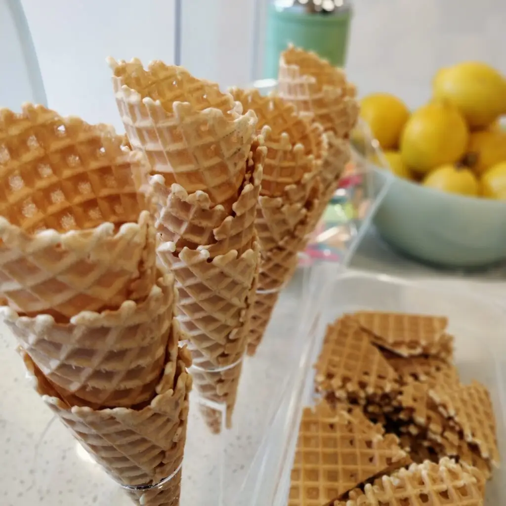Angela's Gelato Waffle Cones and Chips